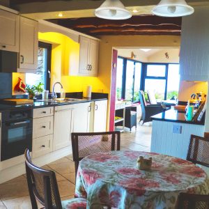 Holiday Home, Kerry, Ireland, A Grá mo Croí, Kitchen with Sea and Mountain Views, Rent a Cottage in Ireland along the Ring of Kerry