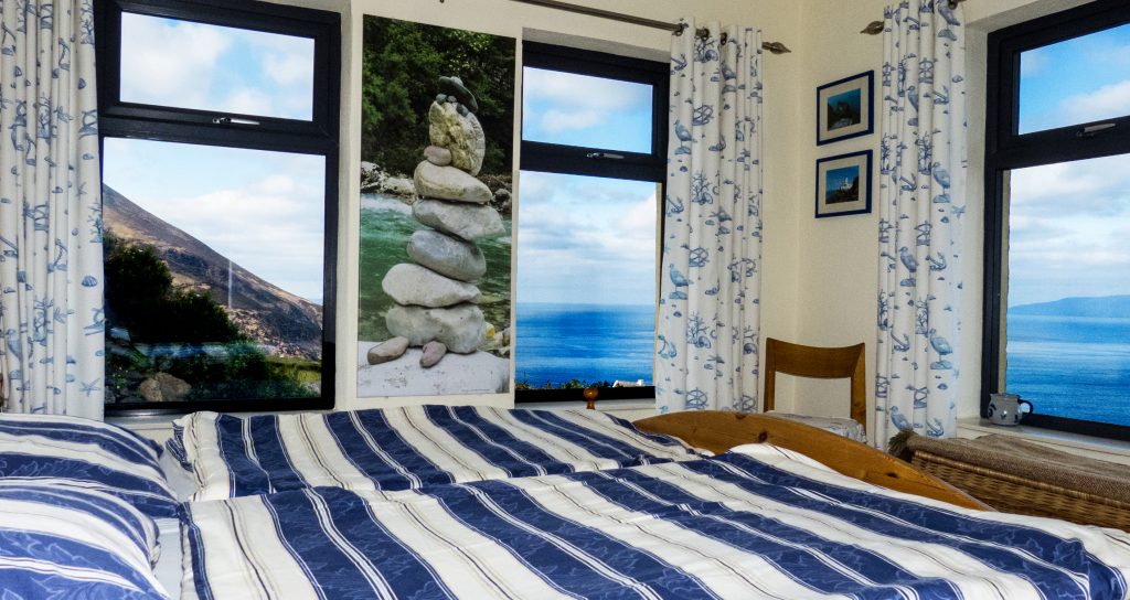 Holiday Home, Kerry, Ireland, A Grá mo Croí, Ground-Floor-Bedroom 1 with Sea and Mountain Views, Rent a Cottage in Ireland along the Ring of Kerry