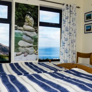 Ferienhaus, Kerry, Irland, A Grá mo Croí, Schlafzimmer 1 mit Meerblick, Ferienhäuser mit Meerblick mieten in Irland - Cottages mit Seeblick mieten entlang des Ring of Kerry in Irland
